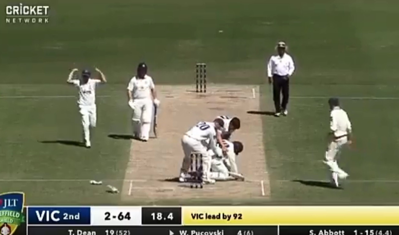 Horror recalled: Sean Abbott delivery hits batsman on the head again Horror recalled: Sean Abbott delivery hits batsman on the head again