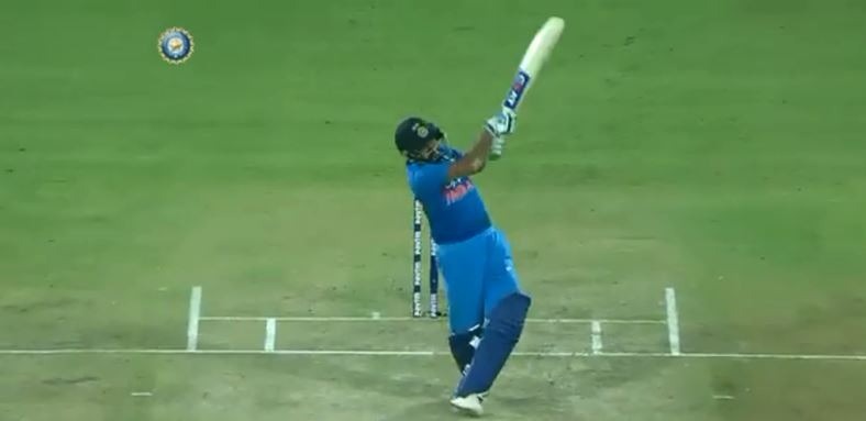 WATCH: Rohit hits Lankan counterpart for 4 consecutive maximums  WATCH: Rohit hits Lankan counterpart for 4 consecutive maximums