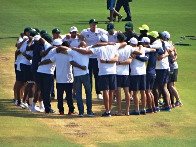 3 hours after beating India, South Africa send signal with celebration on pitch area  3 hours after beating India, South Africa send signal with celebration on pitch area