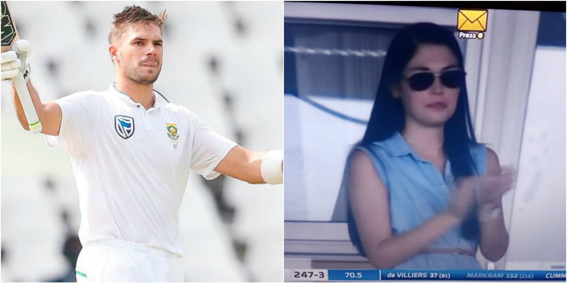 Markram hits century, his partner in the stands grabs eyeballs